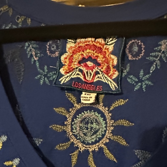 Johnny Was Royal Cobalt Blue Embroidered Blouse - Picture 2 of 9
